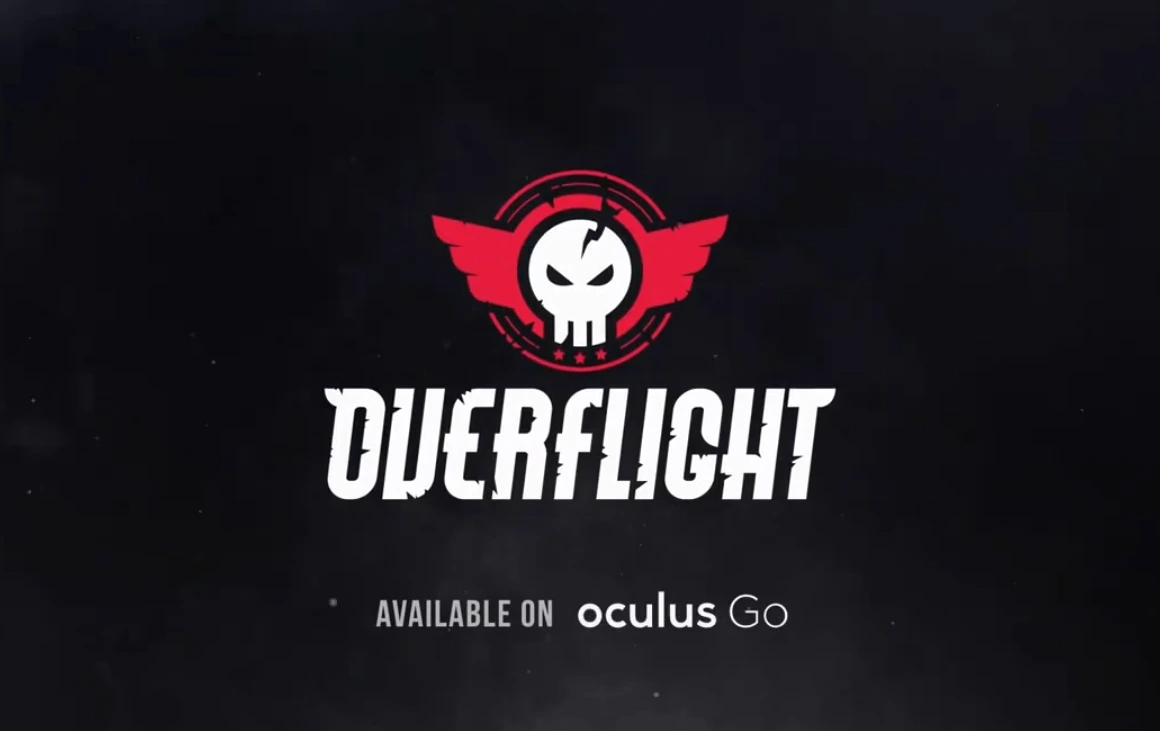Overflight logo and winged skull emblem on a dark background.